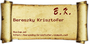 Bereszky Krisztofer névjegykártya